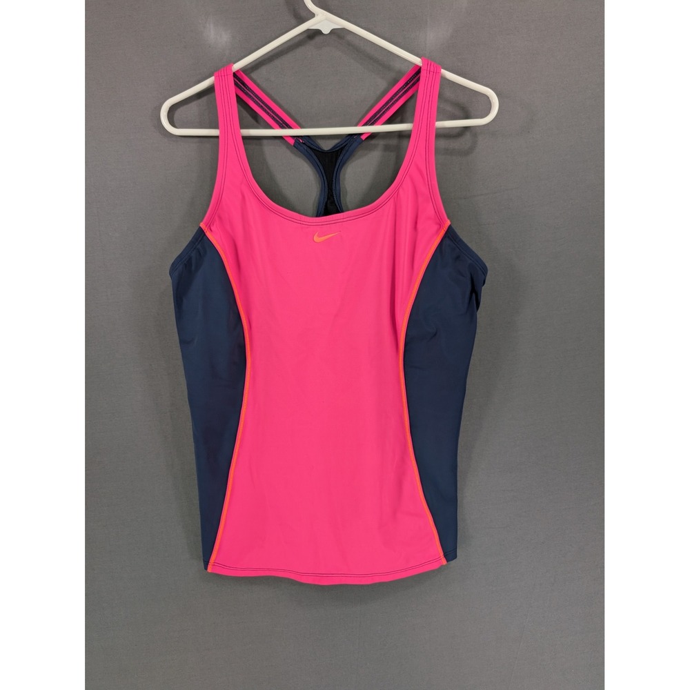 Nike Swim Womens Pink Navy Racerback Tankini Top NESS9363 XL